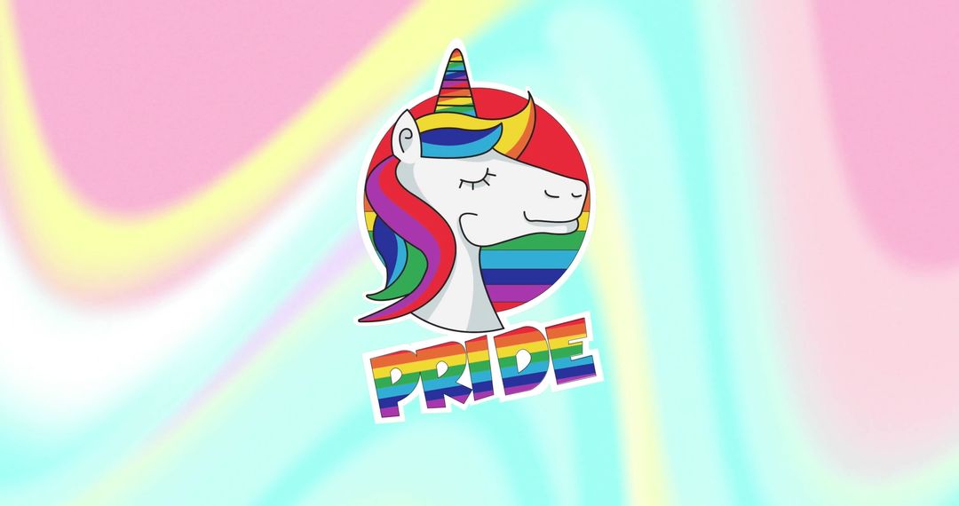 Vibrant Pride Unicorn on Colorful Abstract Background
