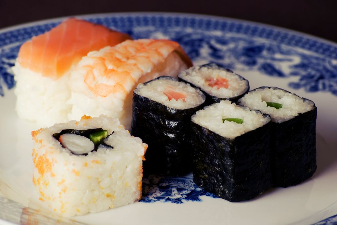 Delicious Variety of Sushi on Elegant Plate