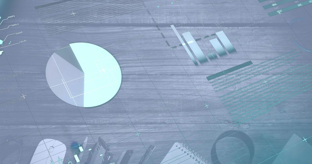 High Tech Visualization of Financial Data and Analytics Over Desk