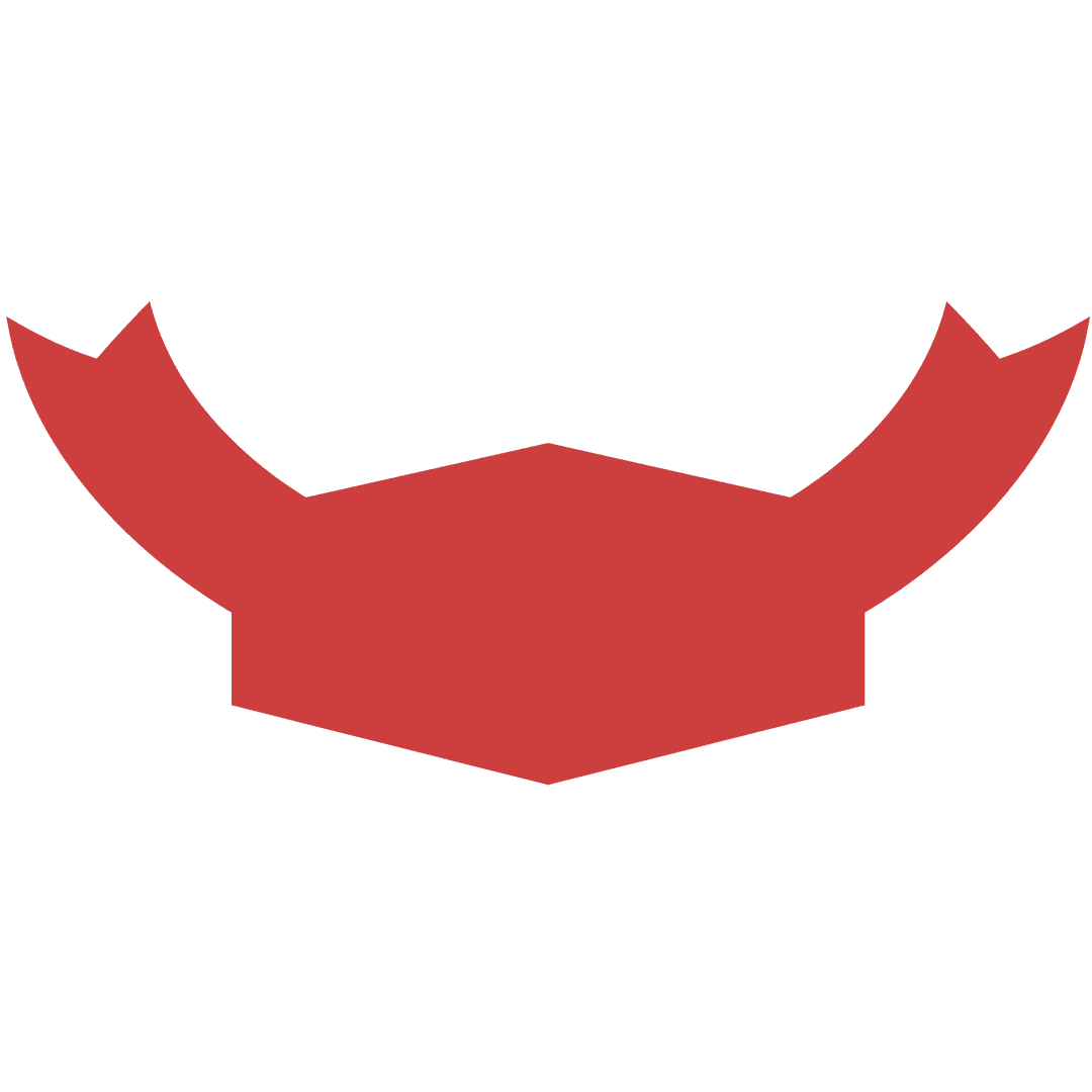 Red Badge with Devil Horns Symbol on Transparent Background