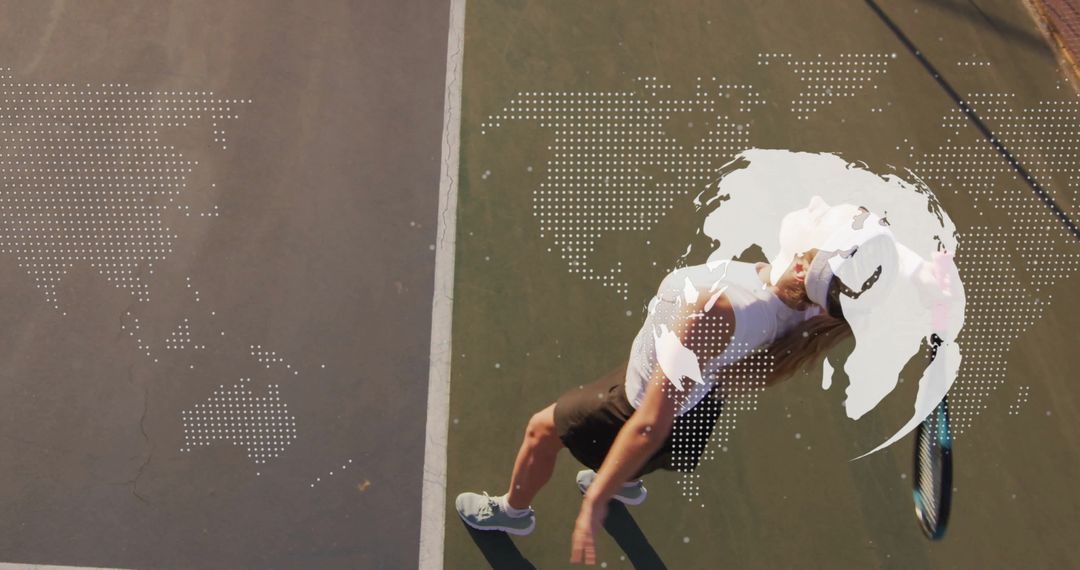 Dynamic Tennis Action with Global Concept Overlay on Court