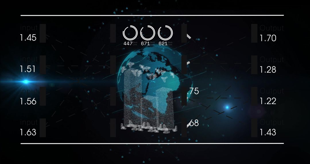3D Digital Globe on Futuristic HUD Interface for Data Analytics