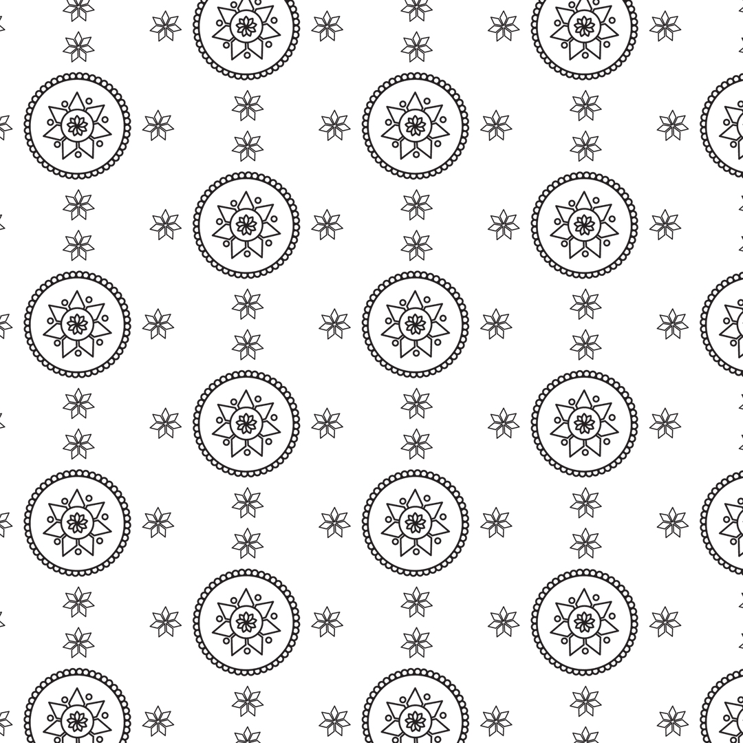 Elegant Black Geometric Pattern on Transparent Background Design