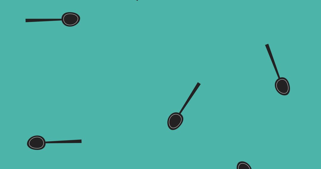 Black Spoons on Aqua Background Abstract Pattern Illustration