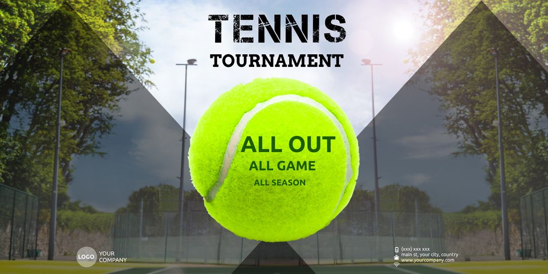 Dynamic Tennis Tournament Poster with Bold Graphic Elements