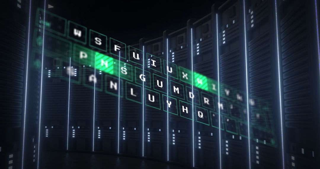 Futuristic Digital Data Interface Over Computer Servers