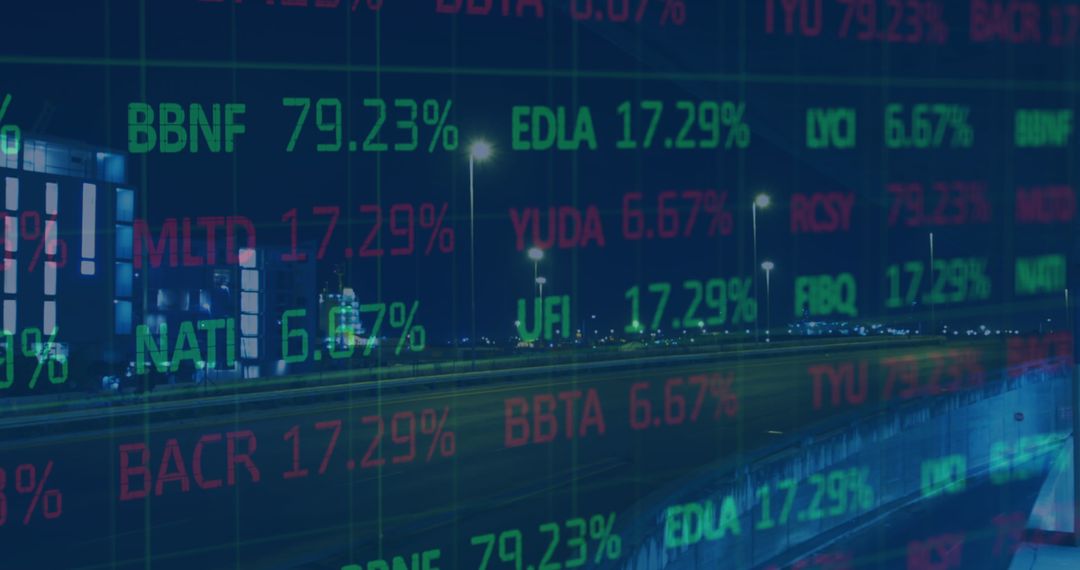 Digital Data Overlay on Urban Skyline at Night