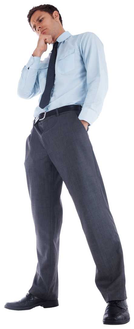 Thoughtful Businessman in Formal Attire with Confident Pose Transparent