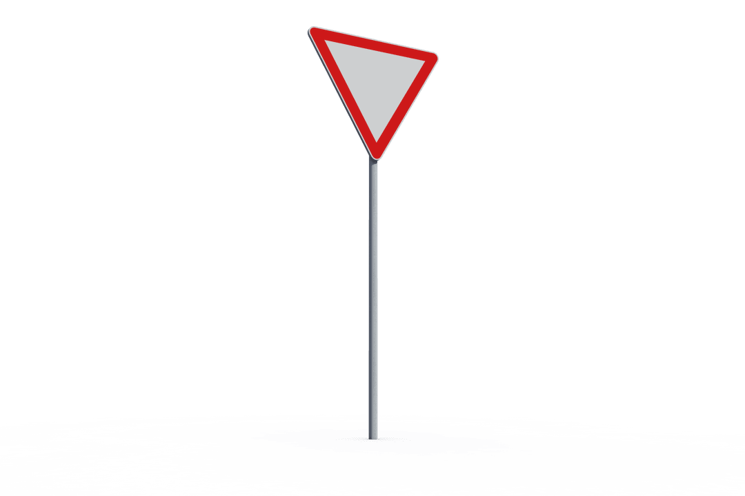 Transparent Traffic Yield Sign Illustration with Isolated Background