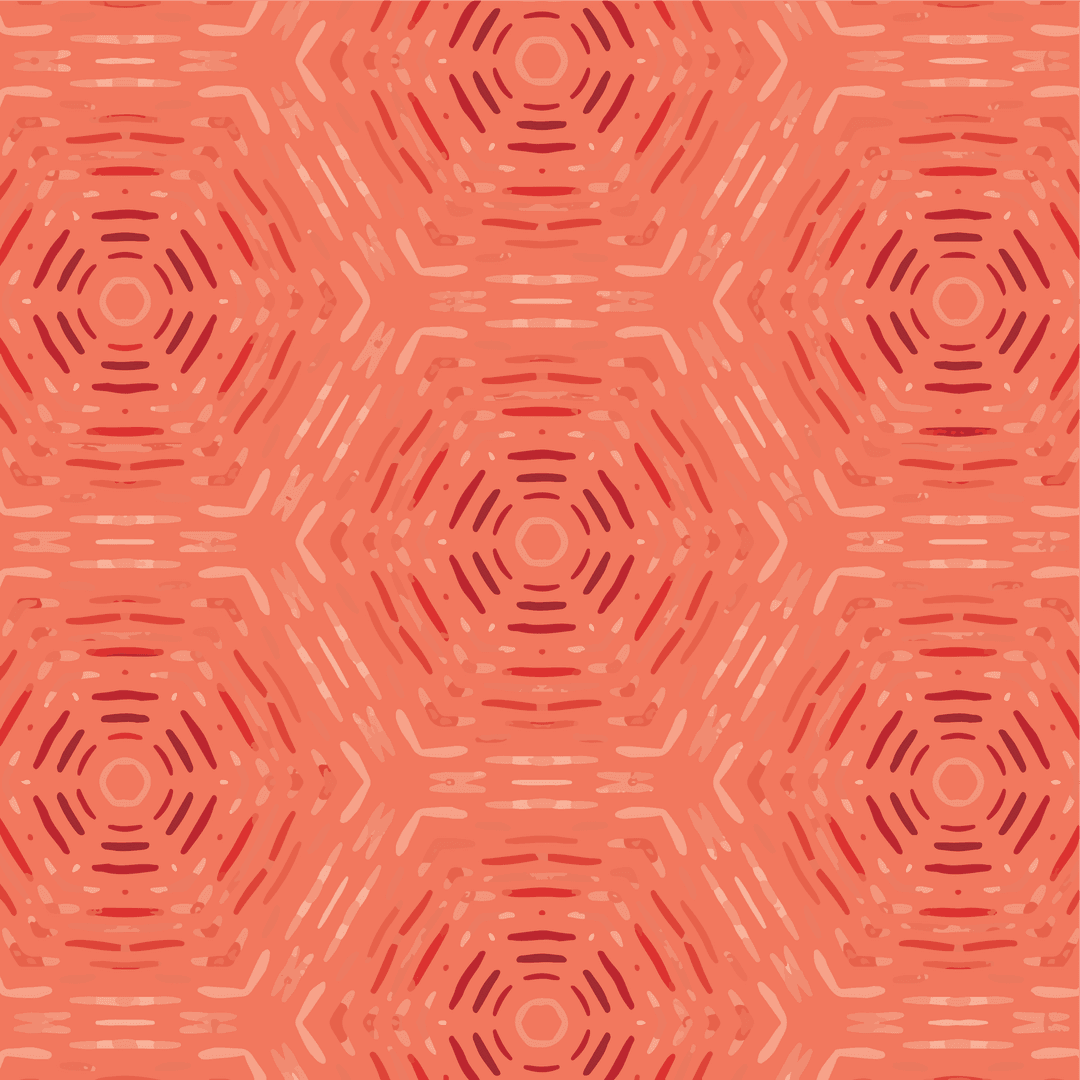 Abstract repeating pattern on coral and transparent background