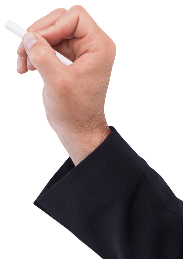 Transparent Hand Holding Chalk in Writing Position