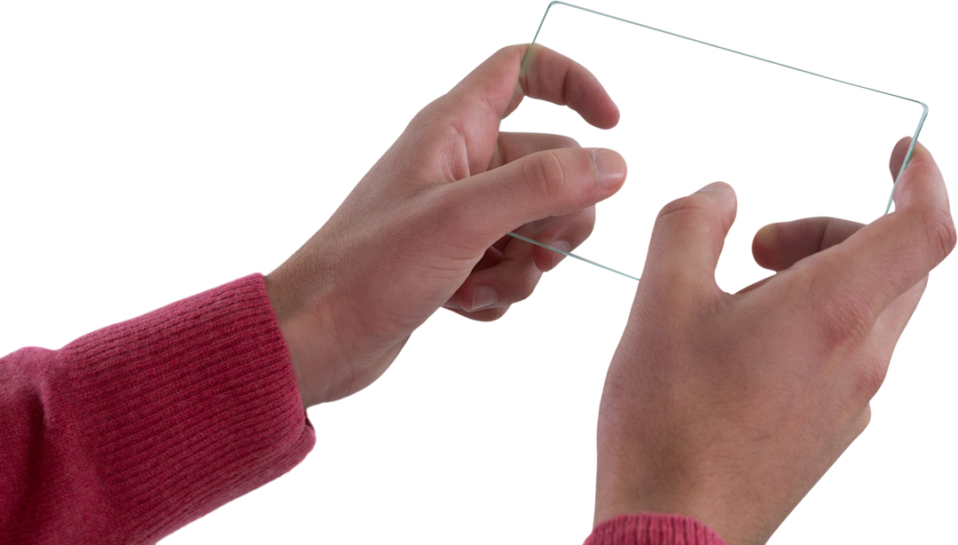 Close-Up of Hands Holding Transparent Glass Device Interface - Download Free Stock Images Pikwizard.com