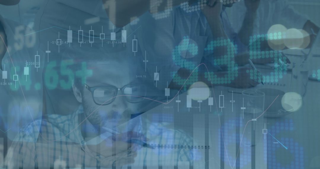 Double Exposure of Business Analyst with Financial Graphs