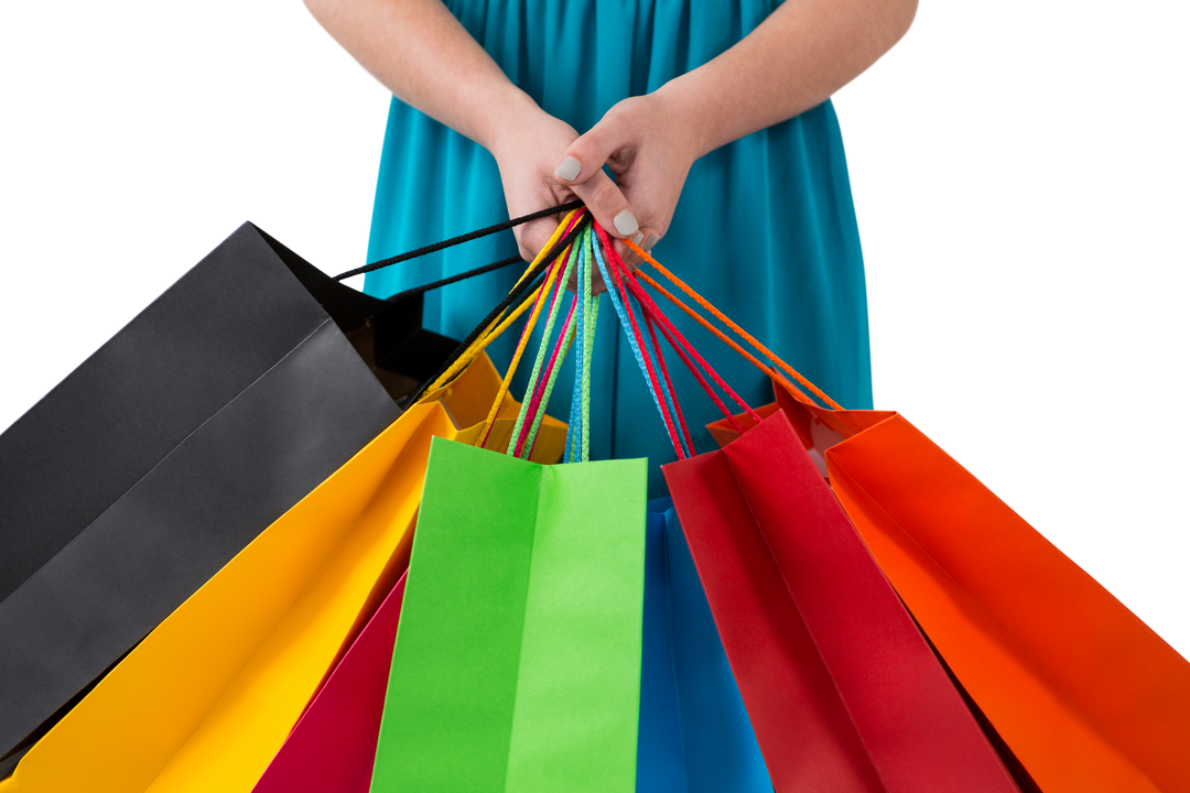 Woman Holding Colorful Shopping Bags on Transparent Background - Download Free Stock Images Pikwizard.com