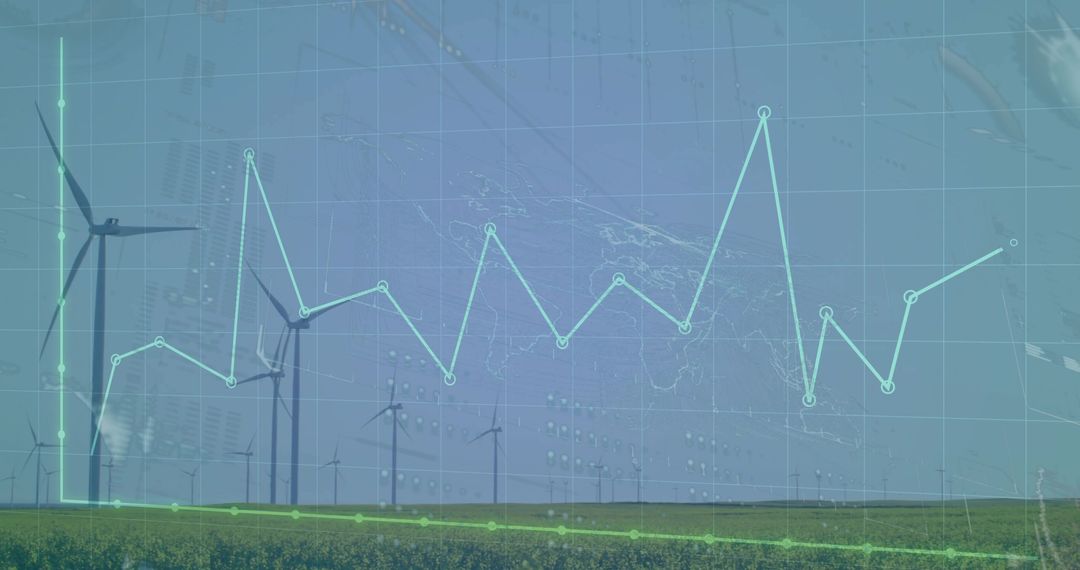 Futuristic Renewable Energy Innovations with Wind Turbines and Digital Analytics