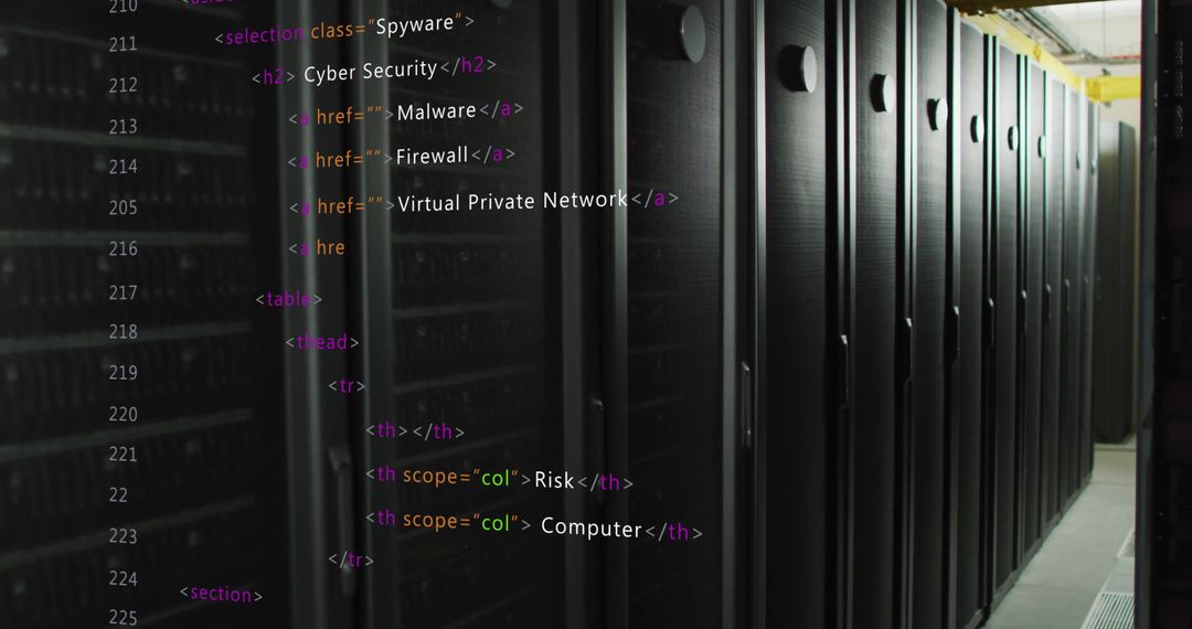 HTML Code Overlaying Modern Data Center Servers