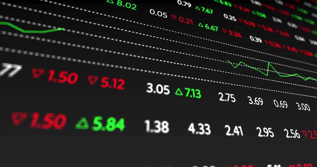 Stock Market Display with Changing Numbers and Trends