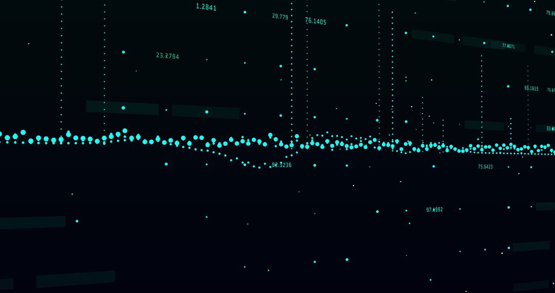 Abstract Technology Chart with Blue Dots on Black Background