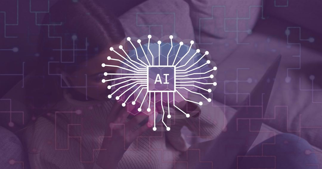 AI Data Processing with Caucasian Woman Using Tablet