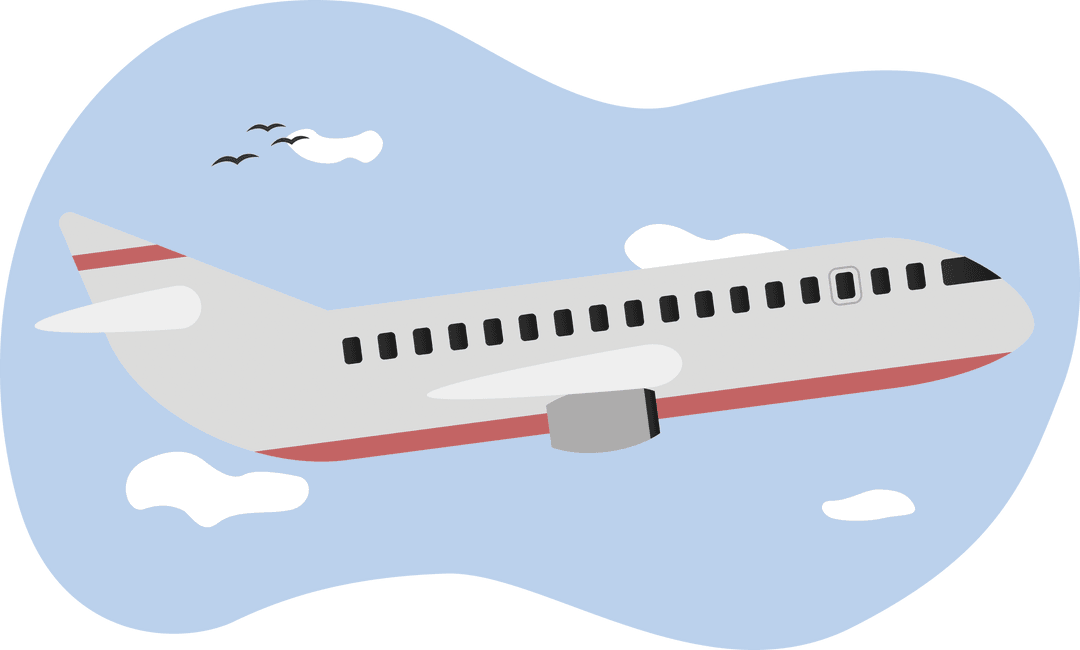 Illustration of Airplane Flying Through Sky on Transparent Background