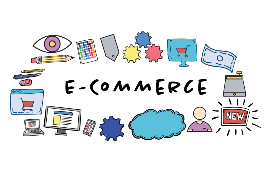 Digital E-commerce Elements on Transparent Background