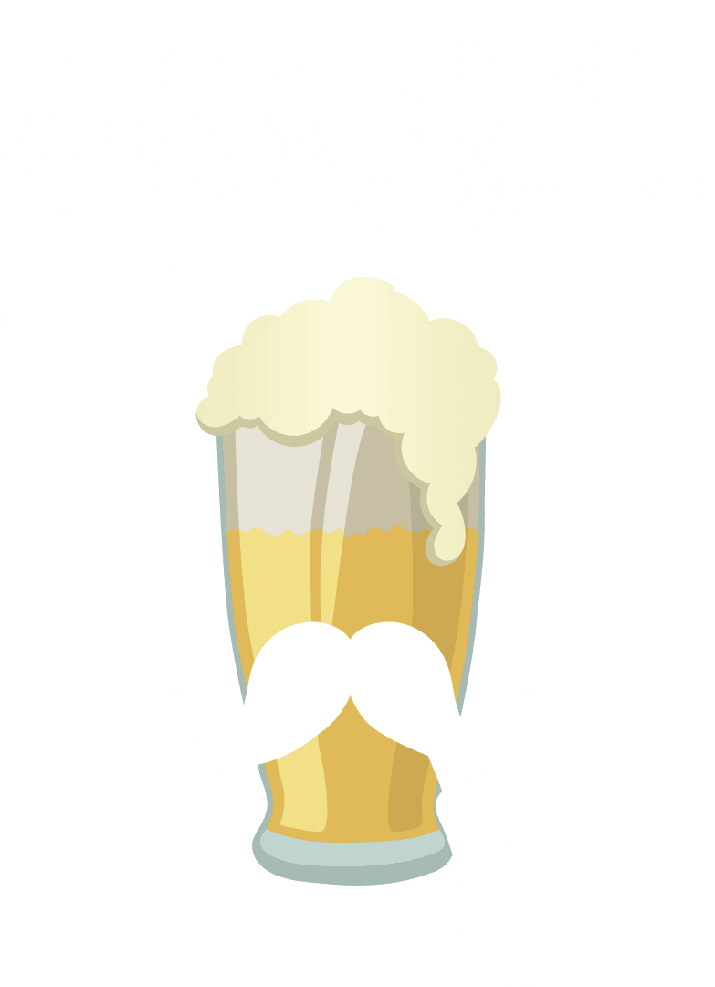 Transparent Glass of Beer with Oktoberfest Lettering and Mustache