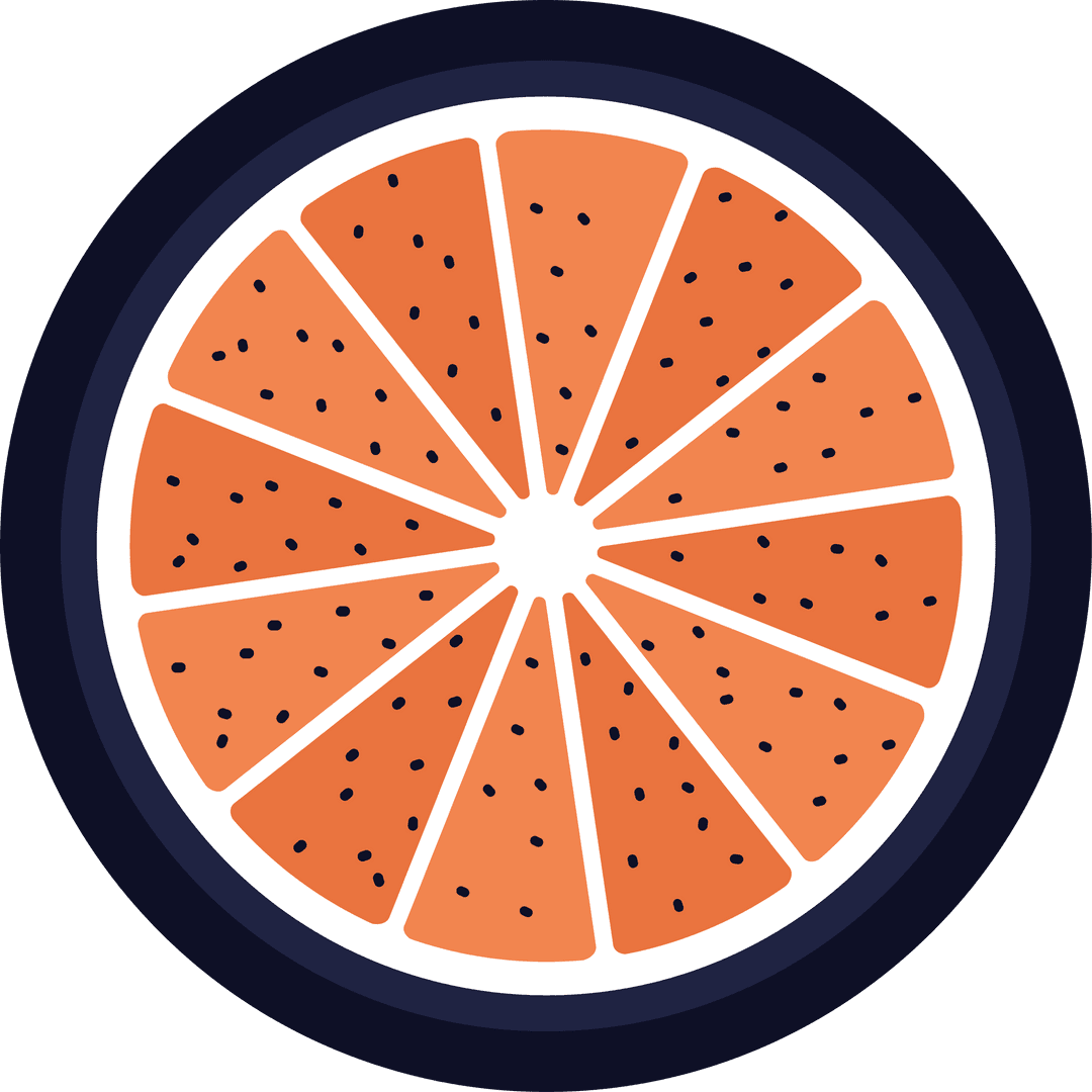 Graphic Citrus Fruit Slice with Transparent Background