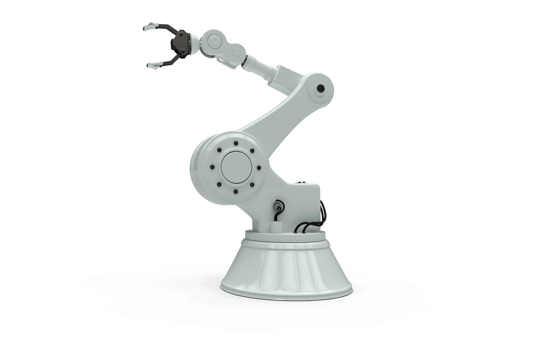 White Robotic Arm on Transparent Background Art