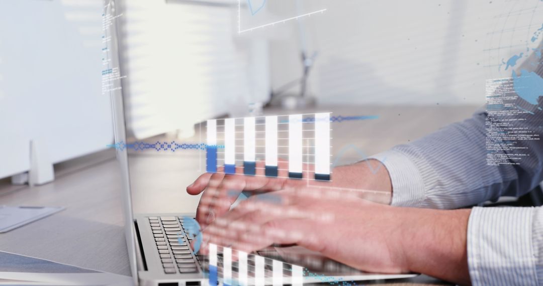 Business Consultant Analyzing Data with Digital Projections