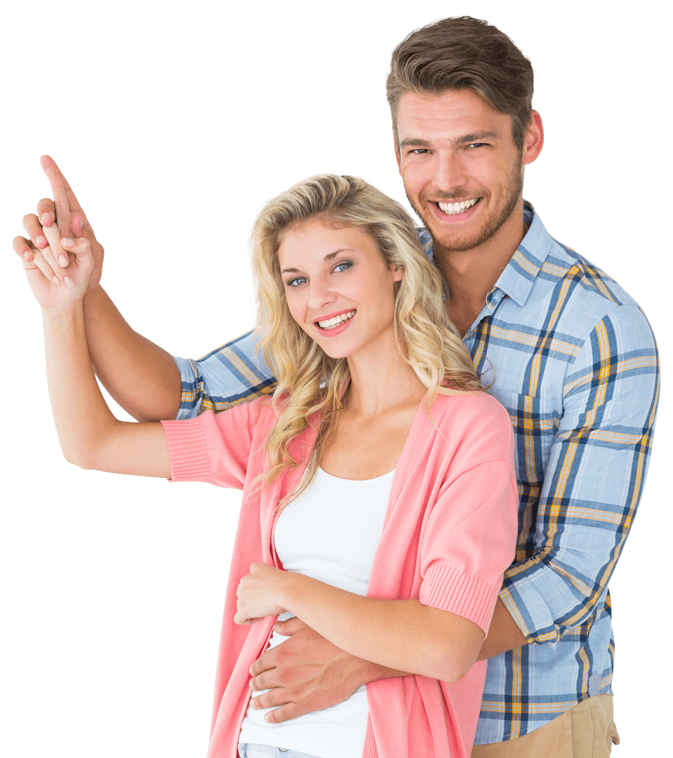 Smiling Couple Embracing and Gesturing Happy Transparent Moments