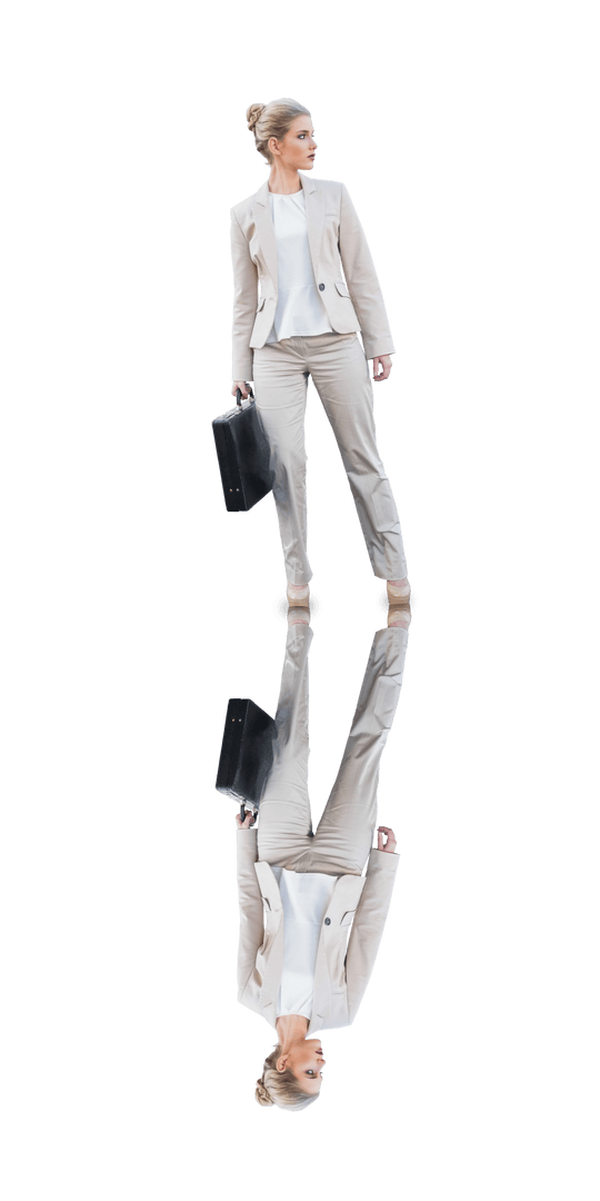 Confident Businesswoman Smiling Reflecting Isolated Transparent Background