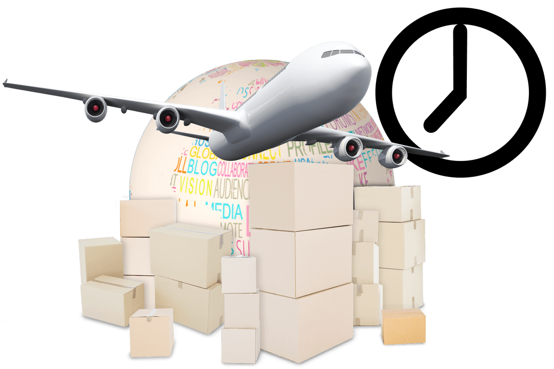 Transparent PNG Airplane Delivers Boxes Globally Around Clock