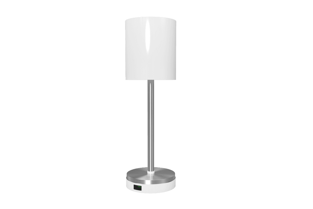 Modern White Lamp with Chrome Base Transparent Background Isolated