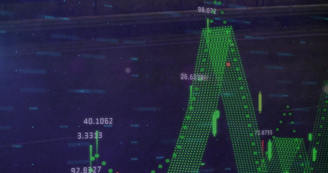 Dynamic Financial Data Visualization on Blue Background