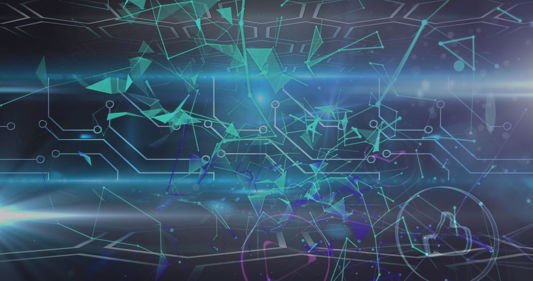 Abstract Futuristic Digital Network with Geometric Shapes