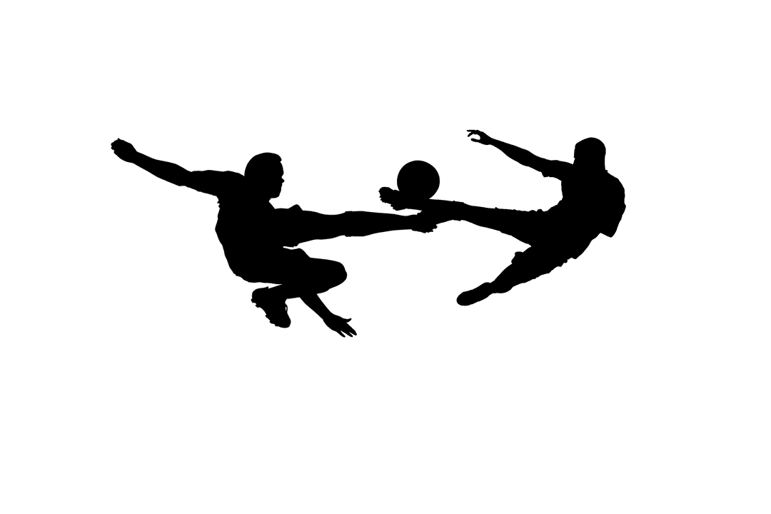 Silhouettes of Football Players with Ball Transparent Background