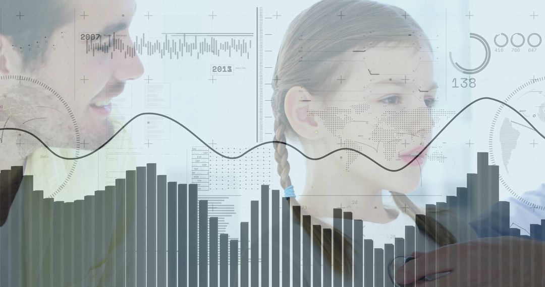 Pediatric Checkup Concept with Data Visualization Overlays
