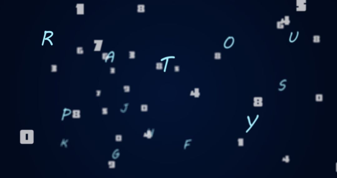 Dynamic Composition of Letters and Numbers on Blue Backdrop