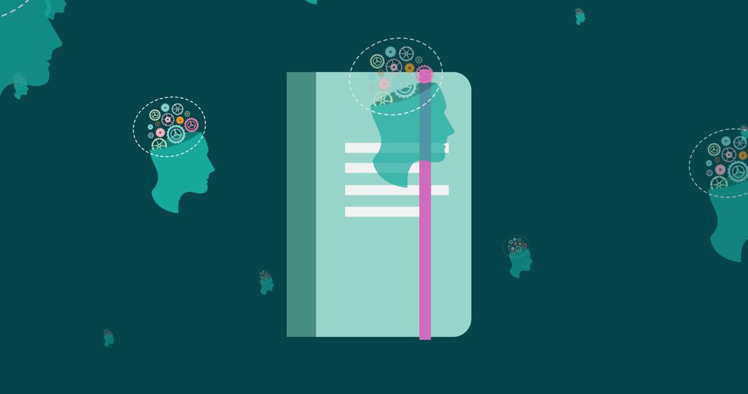 Creative Brainstorming Concept with Human Head and Gears Over Notebook