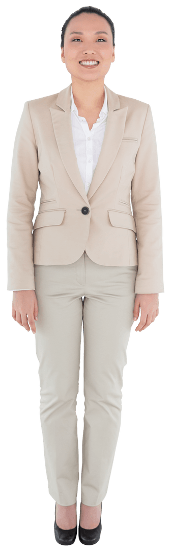 Cheerful Asian Businesswoman Smiling on Transparent Background
