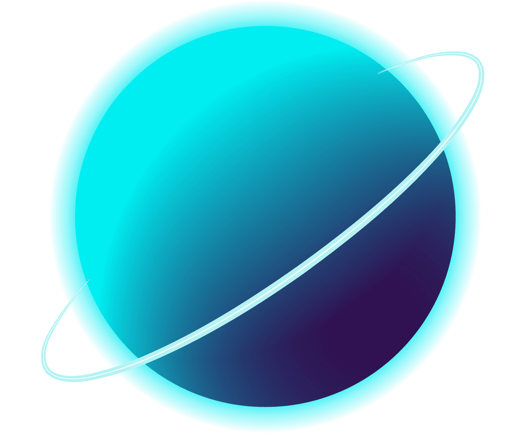 Minimalistic Planet with Turquoise Ring on Transparent Background
