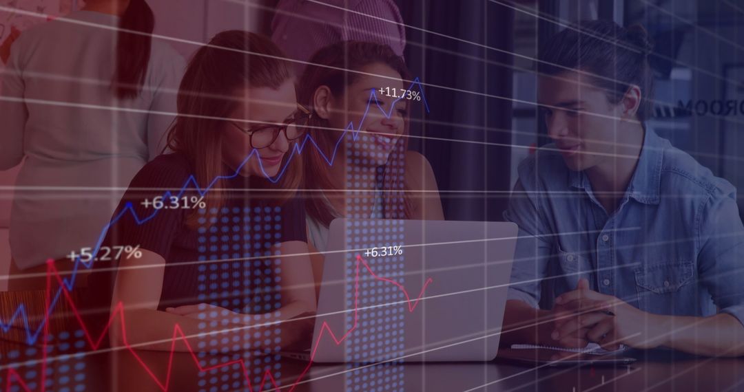 Diverse Team Analyzing Financial Graphs