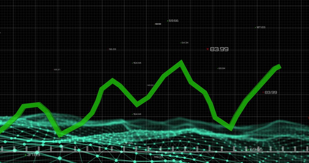 Futuristic Digital Graph Showing Data Trends on Analytic Interface