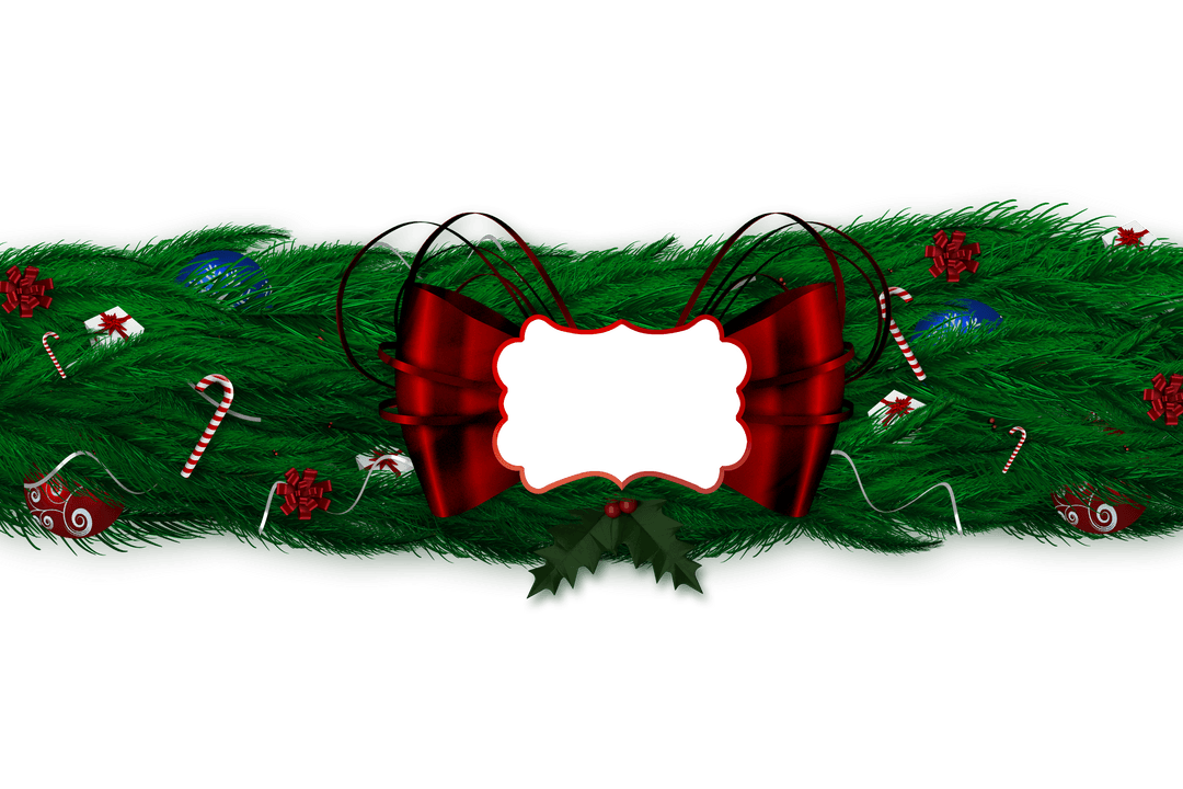 Transparent Christmas Garland with Festive Decorations and Ribbon