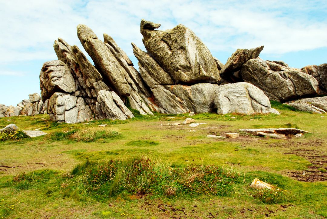 Eroded Granite Rock Formation in Vibrant Grass Landscape - Free Images, Stock Photos and Pictures on Pikwizard.com