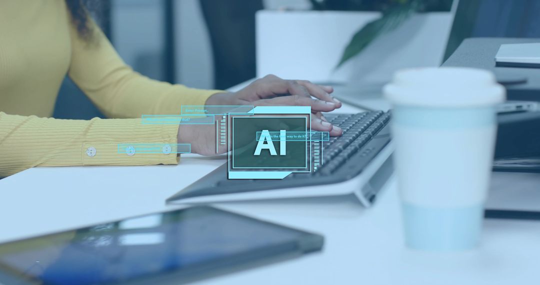 Working on AI Technology at Modern Office Workspace