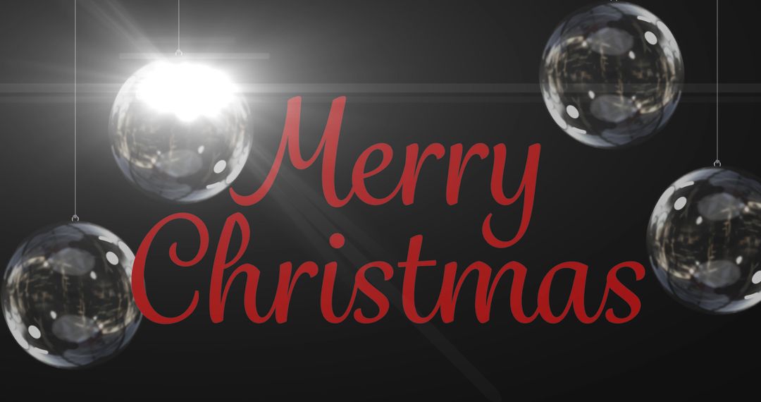 Merry Christmas Text with Shiny Ornaments