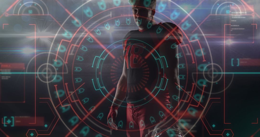 Futuristic American Football Concept With Digital Overlay