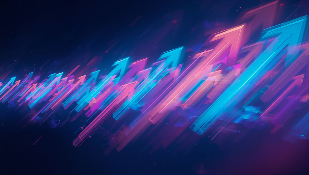 Futuristic Neon Arrows Streaking in Vibrant Abstract Space