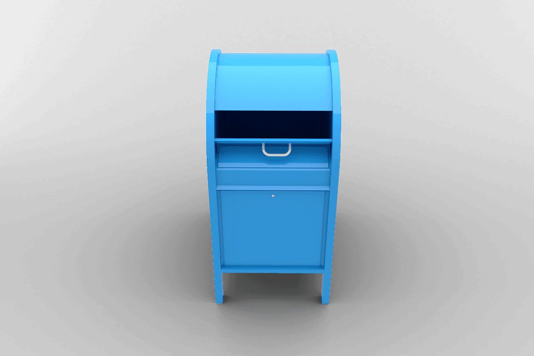 Blue Digital Rubbish Bin on Transparent Background for Recycling
